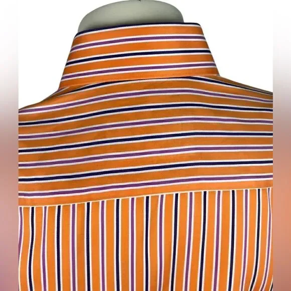 Striking Bertigo Tangerine/Hot Pink/Purple Striped L/S Dress Shirt NWOT Sz 5(XL) - Picture 4 of 9